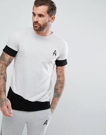 Серая обтягивающая футболка с черными вставками Aces Couture - Серый 1162126