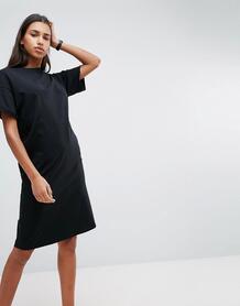 Платье-футболка миди с отворотами на рукавах ASOS Ultimate - Черный ASOS DESIGN 1140489