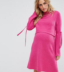 Платье-джемпер с завязками на рукавах ASOS Maternity NURSING - Розовый ASOS Maternity - Nursing 1080664