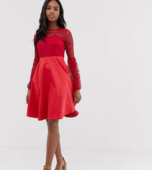 Платье с кружевным лифом и пышными рукавами Y.A.S Tall - Красный 1177594