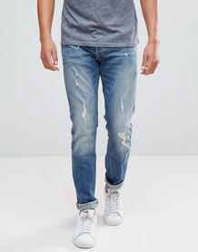 Узкие потертые джинсы Jack & Jones Intelligence - Синий 1101130