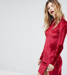 Бархатное облегающее платье с высоким воротником Rokoko - Красный 1182343