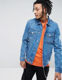 Выбеленная джинсовая куртка в стиле вестерн Zeffer - Синий 1036232