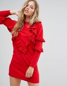 Трикотажное платье-джемпер с оборками Suncoo - Красный 1134110