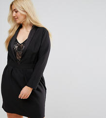 Платье в стиле смокинга с кружевной вставкой ASOS CURVE - Черный 1142642