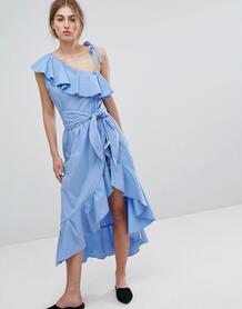 Платье с оборками и открытыми плечами Style Mafia - Синий 1130631