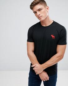 Черная футболка узкого кроя с круглым вырезом и логотипом Abercrombie Abercrombie& Fitch 1124302