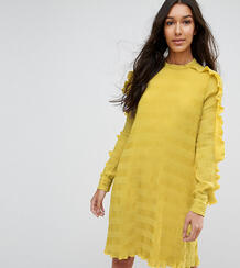 Фактурное платье А-силуэта с оборками Y.A.S Tall - Желтый 1153218