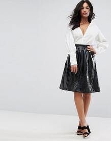 Виниловая расклешенная юбка Vero Moda - Черный 1147601