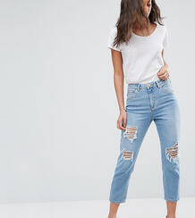 Светлые узкие джинсы в винтажном стиле с завышенной талией и рваной от Asos Tall 1055849