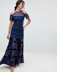 Кружевное платье макси с открытыми плечами Bodyfrock - Темно-синий Body Frock 1144370