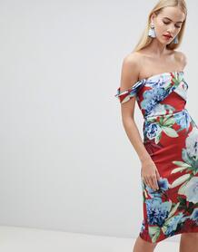 Платье-футляр с цветочным принтом и вырезом лодочкой ASOS - Мульти ASOS DESIGN 1140942