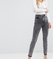 Черные узкие рваные джинсы в винтажном стиле с завышенной талией и эфф Asos Tall 1127851