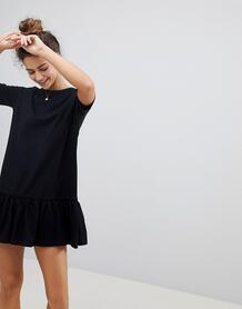 Платье-футболка мини с асимметричным краем ASOS - Черный ASOS DESIGN 1132444