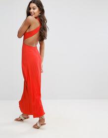 Платье макси из сжатой ткани с открытой спиной ASOS - Красный ASOS DESIGN 1127940