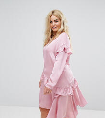 Свободное платье с длинными рукавами и оборками Alice & You - Розовый 1136040