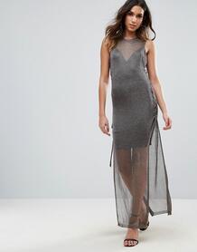 Вязаное платье кроше макси со шнуровкой и эффектом металлик WOW Coutur WoW Couture 1114571