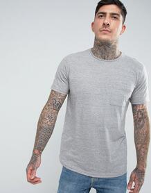 Длинная меланжевая футболка с карманом Another Influence - Серый 1022429