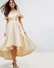 Атласное платье миди для выпускного ASOS BRIDAL - Кремовый ASOS Edition 1020874