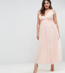 Платье макси с кружевной отделкой Little Mistress Plus - Розовый 1065563