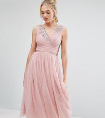 Тюлевое платье миди для выпускного Little Mistress Tall - Розовый 969982
