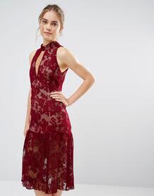 Кружевное платье с вырезом-капелькой и оборками по краю Endless Rose 877419