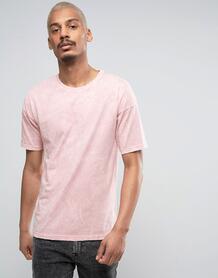 Свободная розовая футболка с эффектом кислотной стирки Black Kaviar 1013245