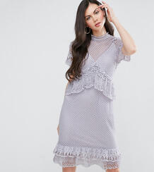 Кружевное платье миди с оборками Y.A.S Tall - Фиолетовый 973998