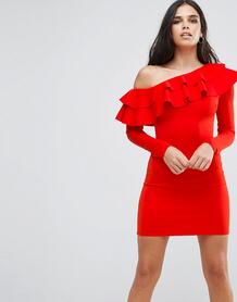 Платье мини на одно плечо Club L - Красный 1105836