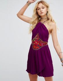 Платье мини с вышивкой Free People Marcella - Фиолетовый 1082708