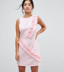 Платье мини с оборками ASOS PETITE - Розовый 1003555