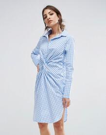 Платье-рубашка в клетку с перекрученным дизайном спереди Lavish Alice 1007337