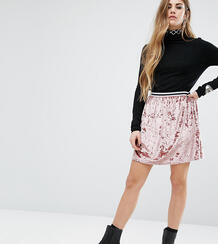 Короткая приталенная юбка с полосатым поясом Rokoko - Розовый 1010279
