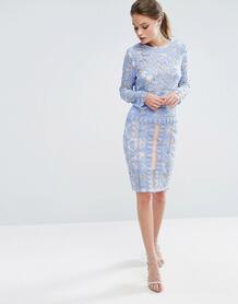 Комбинируемая юбка миди из кружева Endless Rose - Синий 986024