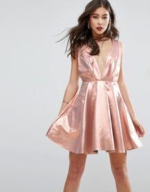 Короткое приталенное платье с эффектом металлик ASOS - Золотой ASOS DESIGN 919594