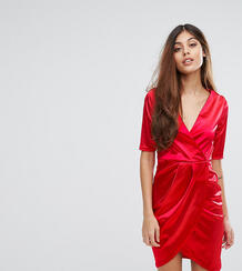 Атласное платье миди с запахом спереди Club L - Красный 966671