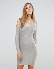 Платье-свитер с эффектом металлик и длинными рукавами WOW Couture 954731