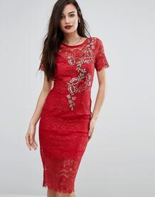 Кружевное облегающее платье с цветочной аппликацией Bodyfrock Body Frock 969290