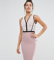 Платье-футляр с кружевным лифом и вставками Vesper - Фиолетовый 947436