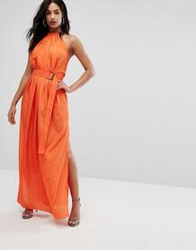 Платье макси с поясом и сборками AQ/AQ - Оранжевый 1111928