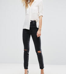 Черные выбеленные джинсы слим в винтажном стиле с завышенной талией и Asos Tall 1041061