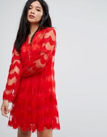 Кружевное платье Boohoo - Красный 1104341