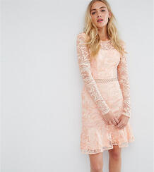 Короткое приталенное кружевное платье True Decadence Tall - Розовый 1081775