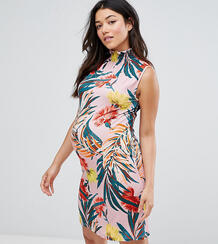 Свободное платье с присборенным воротом и тропическим принтом ASOS Mat Asos Maternity 1095942