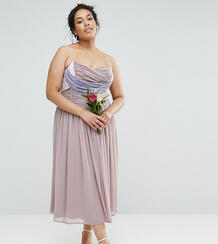 Платье миди в стиле колор блок со сборками ASOS CURVE WEDDING - Мульти 1049733