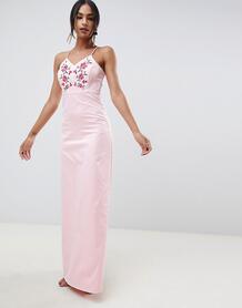Платье макси с вышивкой Y.A.S Studio - Розовый 1095558