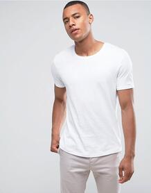 Белая удлиненная футболка с отворотами на рукавах Esprit - Белый EDC by Esprit 1103336