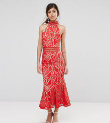 Кружевное платье миди с высоким воротом Jarlo - Красный 1089723