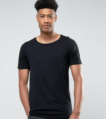 Длинная черная футболка с овальным вырезом ASOS DESIGN Tall - Черный 1039429