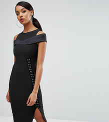 Платье-футляр с вырезами на плечах и шнуровкой сбоку Vesper - Черный 1082889